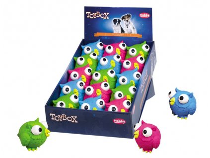 Kvalitné latexové hračky pre psy na dĺhú zábavu Nobby Sovy Pop Out v displayi o 15ks