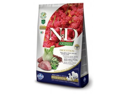 Farmina N&D: quinoa s jahňacinou bez obilnín na podporu trávenia pre dospelé psy