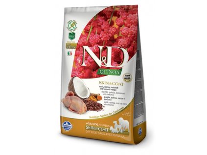 Farmina N&D: quinoa a prepelička bez obilnín pre zdravú pokožku a srsť psov