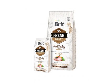 BRIT Fresh Light Fit & Slim 12 kg: morčacie s hráškom pre dospelé psy