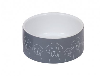 Keramická miska pre psov a mačky v šedo-bielej farby s motívom Nobby Dogs 550ml