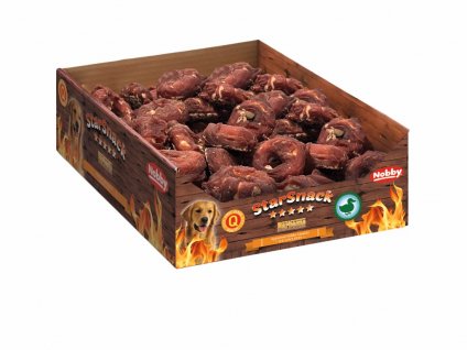 StarSnack BBQ Duck Donut S 2 kg: lahodné sušené kačacie mäso pre psy v balení 80 ks