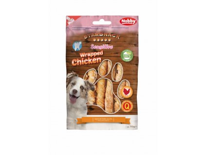 StarSnack Sensitive Wrapped Chicken 113 g: Ideálna pochúťka psov s kuracím mäsom a hovädzou kožou