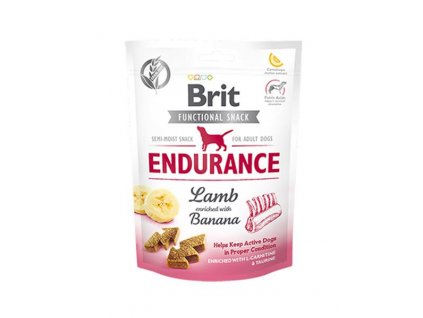 Brit Care Functional Snack Endurance Lamb 150 g: maškrta pre aktívne psy s jahňacinou a banánom