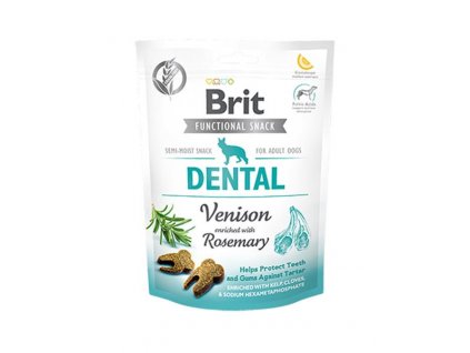Brit Care Functional Snack Dental Venison 150 g: maškrta pre psy na podporu chrupu so zverinou