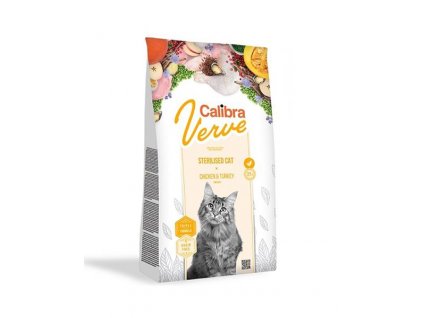 Calibra Cat Verve GF Sterilised Chicken and Turkey: bezobilné granule pre kastrované mačky