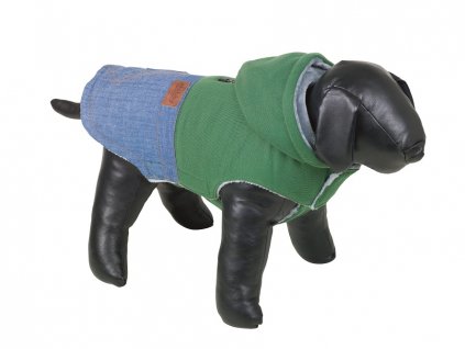 Nobby Hoda 40 cm zelená: štýlový sveter z rifloviny a plyšu s flexibilnou kapucňou
