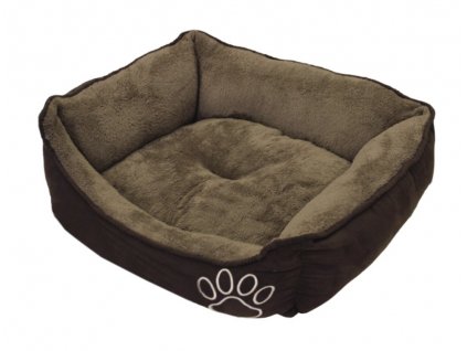 Komfortný obdĺžnikový pelech Classic Mero pre psy s rozmermi 65x51x18cm z mikrovlákna a plyšu hnedá