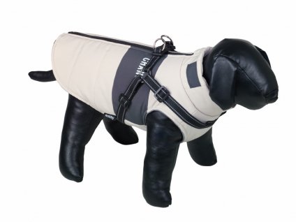 Nobby Change 2v1 29 cm béžová: praktická vodoodpudivá bunda s postrojom pre psy