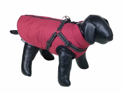 Nobby Salus 2v1 32 cm bordó: vode a vetru odolný kabát pre psy s reflexným postrojom