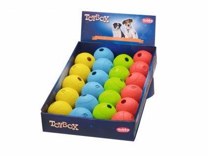 Zábavná gumová hračka pre psov s otvorom na naplnenie maškrtami Nobby 22ks s priemerom 6,5cm