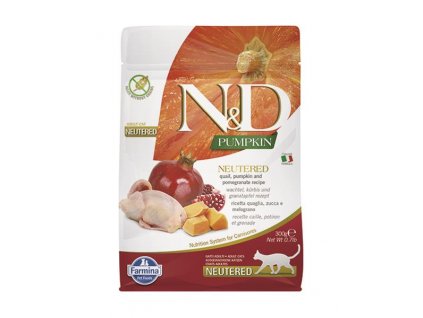 Farmina N&D PUMPKIN: QUINOA: kvalitné krmivo pre kastrované mačky s prepeličkou a granátovým jablkom