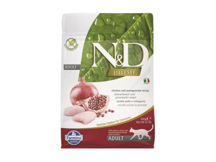 Farmina N&D PRIME GF: bezobilninové granule pre dospelé mačky s kuraťom a granátovými jablkami