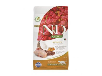 Farmina N&D QUINOA GF 1,5 kg: granule pre dospelé mačky s prepicou a kokosom pre zdravú kožu a srsť