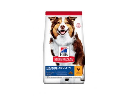 HILLS SP Ca Mature 7+  Medium Chicken: krmivo pre zdravie staršieho stredne veľkého psa psa