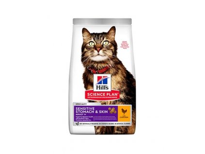 Hill's SP Fe Adult Sensitive Stomach and Skin 1,5kg: krmivo pre zdravý žalúdok a kožu mačky