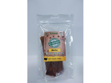 Dr. Animal morka mäsové prúžky 80g: chutné, prírodné sušené pamlsky pre psy