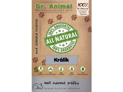 Dr. Animal králik mäsové prúžky 80g: chutné, prírodné sušené pamlsky pre psy