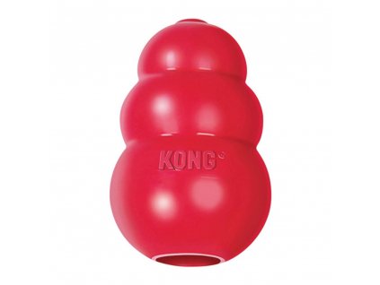 Klasická pevná hračka pre psov z prírodného kaučuku KONG® Classic M o veľkosti 8cm červená