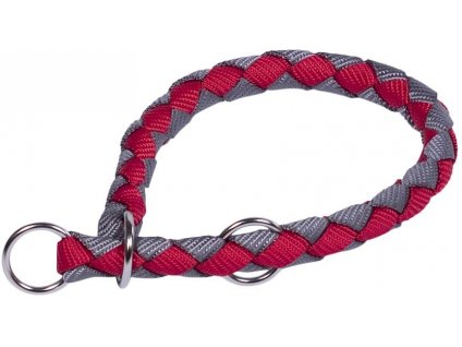 Polosťahovací obojok pre psa z pleteného nylonu CORDA vo veľkosti S-M a červenej farbe