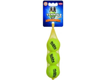Hračka pre malých a stredných psov tennisová lopta s povrchom šetrným pre zuby s pískatkom S 3ks