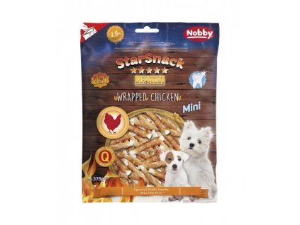 Pochúťka alebo odmena pre šteniatka a malé psy Nobby Puppy&Small Wrapped Chicken 375g