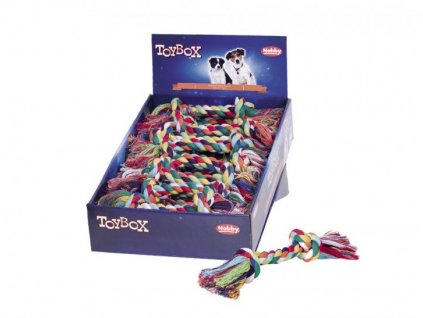 Lanová hračka pre psov na hryzenie a naťahovanie Nobby Lano farebné 90g s 2 uzlami 18ks