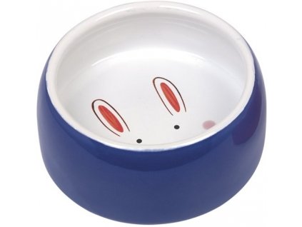 Keramická miska na krmivo pre králiky a hlodavce Nobby Happy Rabbit modrá 250ml