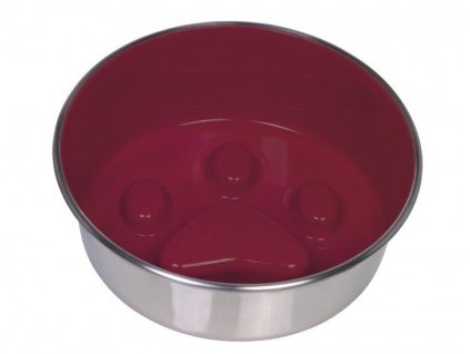 Protihltacia miska pre psy a mačky na pomalé jedenie krmiva Nobby Paw v červenej farbe 1600ml