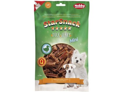 Pochúťka pre malé plemená psov zo sušeného kačacieho mäsa Nobby Mini Duck Jerky 70g