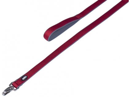 Elegantné ploché nylonové vodítko pre psy s neoprénovou podšívkou s dĺžkou 120cm Nobby XS-S červená