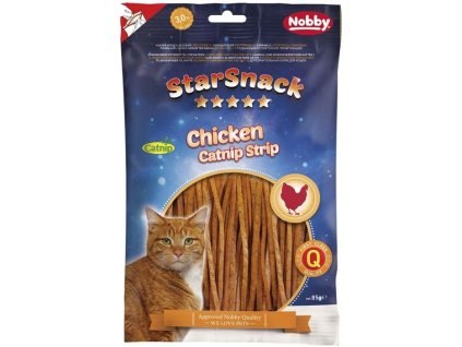 Kuracie prúžky pre mačky doplnené o catnip Nobby Chicken Catnip Strip 85g