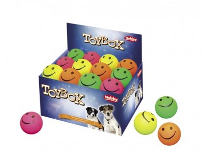 Vtipné penové loptičky pre väčších psov Nobby Smiley Ball L o veľkosti 7,2cm v balení 24ks