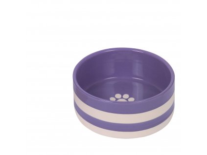 Keramická miska pre psov a mačky s motívom labky Nobby Strio M 0,6l fialová/krémová
