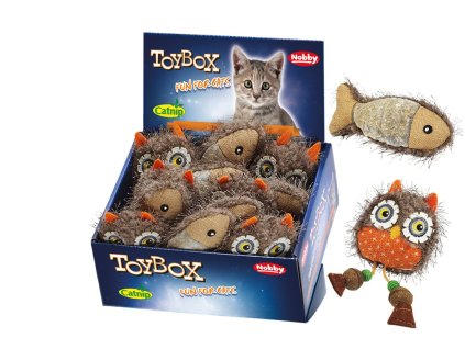 Plyšové hračky pre mačku v tvare milých zvieratiek s catnipom Nobby v balení 12ks.