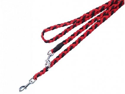 Elegantné zapletané vodítko pre psy s dĺžkou 200cm a šírkou 16mm Nobby S-M vo farbe - červená/čierna
