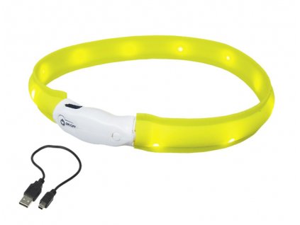Svietiaci obojok pre psy s LED nabíjaním pre lepšiu viditeľnosť Nobby Visible M 55cm žltý