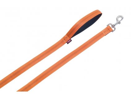 Vodidlo pre psa z dvojvrstvového nylonu s dĺžkou 120cm a šírkou 25mm Nobby Soft Grip L-XL oranžové