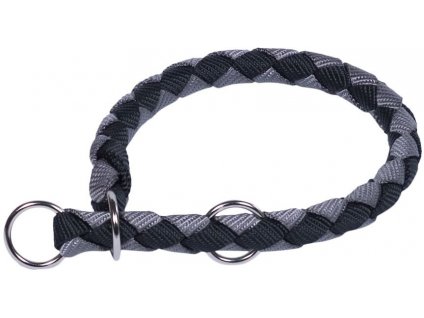 Polosťahovací obojok pre psa z pleteného nylonu CORDA vo veľkosti M a čiernej farbe.