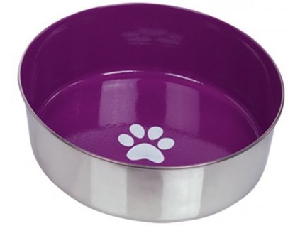 Nerezová miska pre psy a mačky na vodu a krmivo s priemerom 24cm a objemom 2,7l Nobby Paw XL fialová