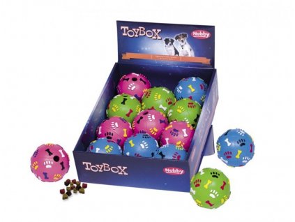 Hračka z tvrdej gumy pre psov s možnosťou vloženia pochúťky pre psa s priemerom lopty 9cm Nobby 11ks