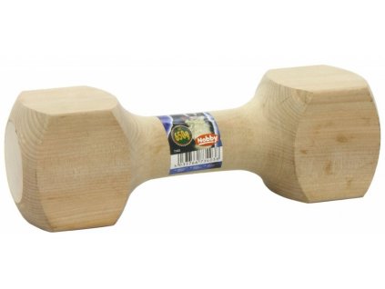 Pevná aportovacia hračka pre psy z glejených veľmi tvrdých driev v tvare činky Nobby 650g