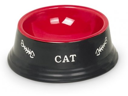 Keramická miska pre mačky s lesklou glazúrou Nobby Cat 140ml červená/čierna