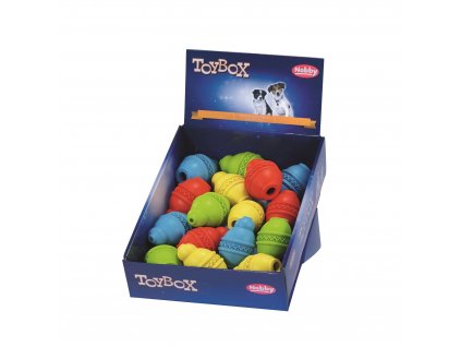 Zábavná hračka z gumy pre psy na naplnenie maškrtami Nobby Snack Jumper 10cm zelená v displayi 16ks