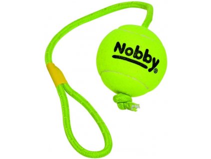 Kvalitná hračka na aport pre stredné a veľké psy Nobby tennisová lopta s lanom XL s priemerom lopty