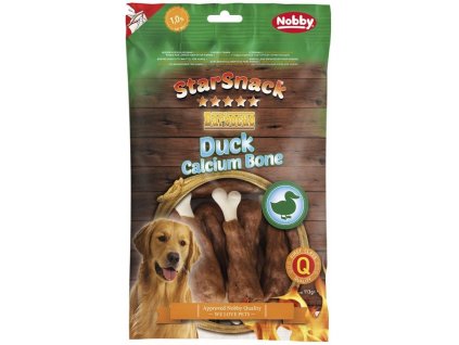Kvalitná maškrta pre psy so zapečeným kačacím a hovädzou kožou Nobby StarSnack Calcium Bone 113g