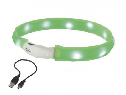 Svietiaci obojok pre psy s LED nabíjaním pre lepšiu viditeľnosť Nobby Visible M 55cm zelený