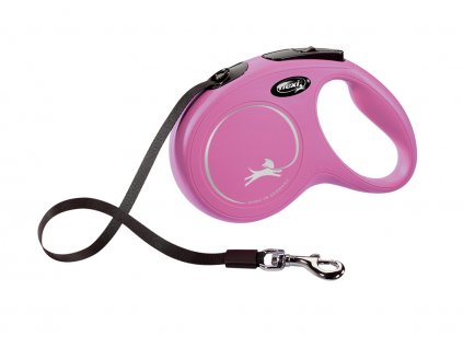 Samonavíjacie vodítko pre psy pre psov do 12kg Flexi New Classic M páska 3m v ružovej farbe