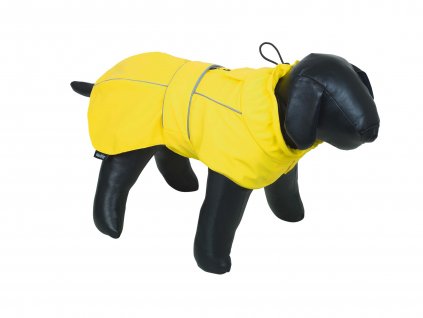 Nastaviteľný pršiplásť pre psy Nobby Antek 26cm s reflexnými pruhmi žltá