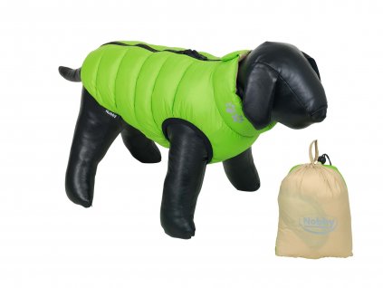 Obojstranná ľahká prešívaná vesta moderného vzhľadu pre psy Nobby Light 20cm zelená/béžová